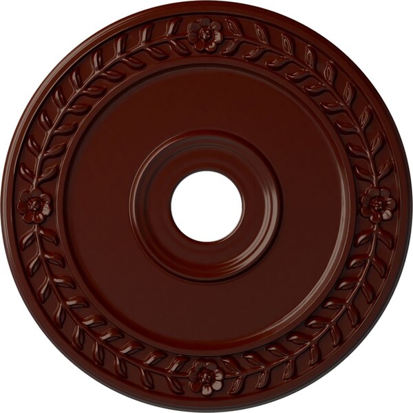 Ekena Millwork Wreath Ceiling Medallion (Fits Canopies up to 6"), 21 1/8"OD x 3 5/8"ID x 7/8"P, Brushed Mahogany CM21WRBMF - main